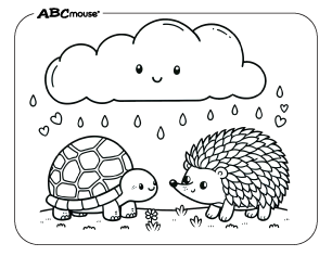 Free printable turtle and hedgehog coloring page from ABCmouse.com. 