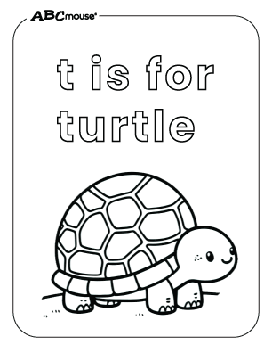 Free printable t is for turtle coloring page from ABCmouse.com. 