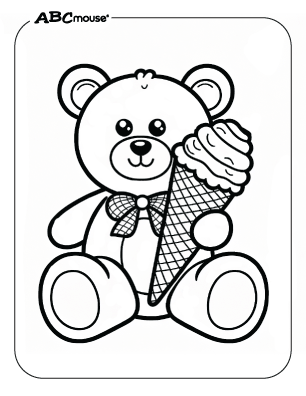 Free printable bear ice cream cone coloring page from ABCmouse.com. 