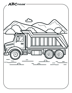 Free printable dump truck coloring page from ABCmouse.com. 