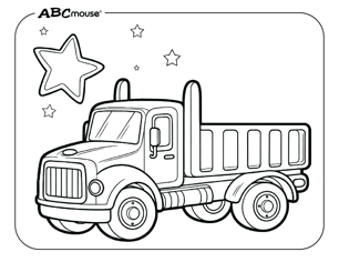 Free printable dump truck coloring page from ABCmouse.com. 