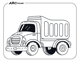 Free printable dump truck coloring page from ABCmouse.com. 