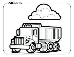 Free printable dump truck coloring page from ABCmouse.com. 