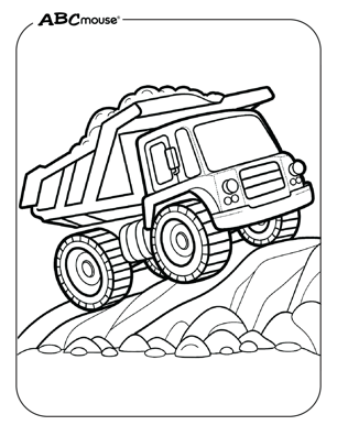 Free printable dump truck coloring page from ABCmouse.com. 