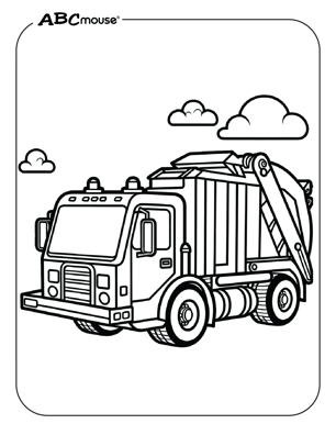 Free printable dump truck coloring page from ABCmouse.com. 