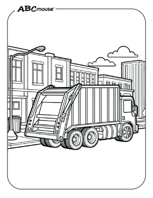 Free printable garbage truck coloring page for kids from ABCmouse.com. 