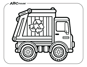 Free printable garbage truck coloring page for kids from ABCmouse.com. 