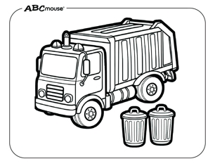 Free printable garbage truck coloring page for kids from ABCmouse.com. 