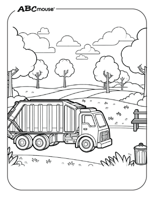 Free printable garbage truck coloring page for kids from ABCmouse.com. 