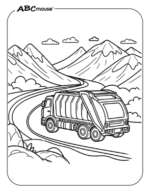 Free printable garbage truck coloring page for kids from ABCmouse.com. 