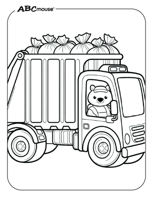 Free printable garbage truck coloring page for kids from ABCmouse.com. 