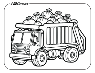 Free printable garbage truck coloring page for kids from ABCmouse.com. 