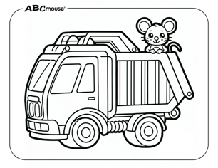 Free printable garbage truck coloring page for kids from ABCmouse.com. 