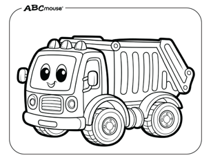 Free printable garbage truck coloring page for kids from ABCmouse.com. 