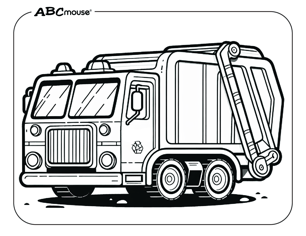 Free printable garbage truck coloring page for kids from ABCmouse.com. 