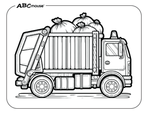 Free printable garbage truck coloring page for kids from ABCmouse.com. 