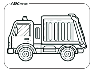 Free printable garbage truck coloring page for kids from ABCmouse.com. 