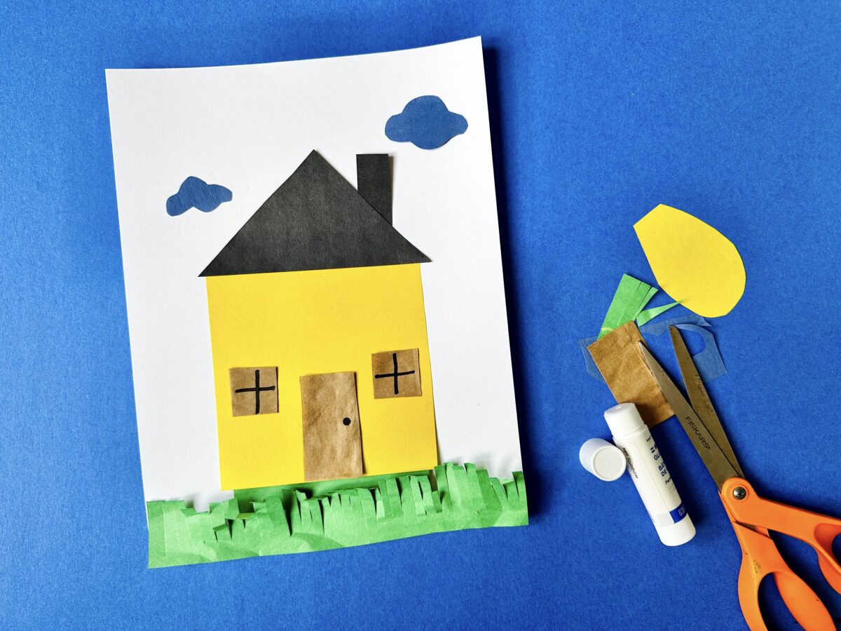 H is for house construction paper house craft for kids to help learn the letter h. 