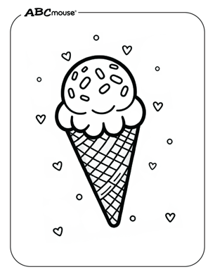 Free printable ice cream cone coloring page from ABCmouse.com. 