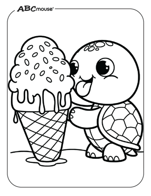 Free printable turtle with ice cream cone coloring page from ABCmouse.com. 