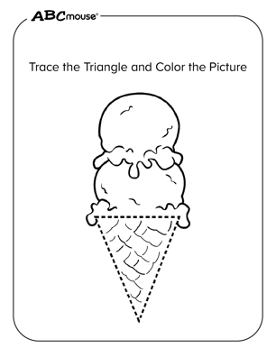 Free printable ice cream cone coloring page from ABCmouse.com. 