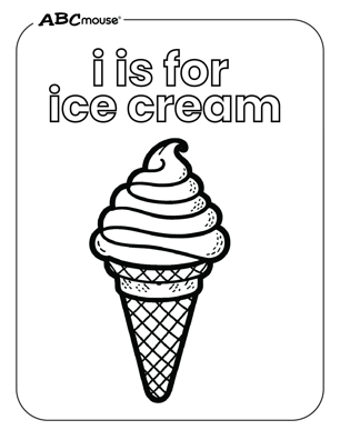 Free printable i is for ice cream coloring page from ABCmouse.com. 