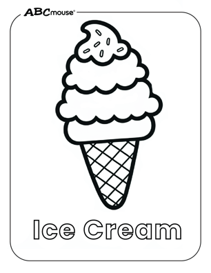 Free printable i is for ice cream coloring page from ABCmouse.com. 