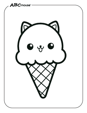 Free printable ice cream cat cone coloring page from ABCmouse.com. 