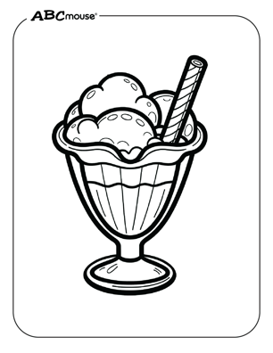 Free printable ice cream Sunday coloring page from ABCmouse.com. 