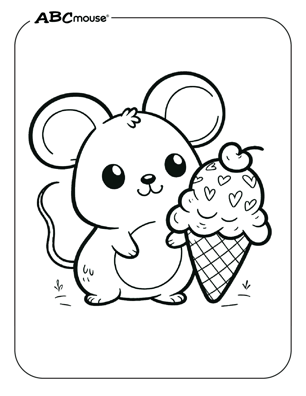 Free printable mouse with ice cream cone coloring page from ABCmouse.com. 