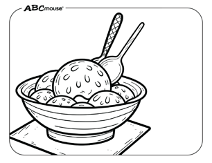 Free printable bowl of ice cream coloring page from ABCmouse.com. 