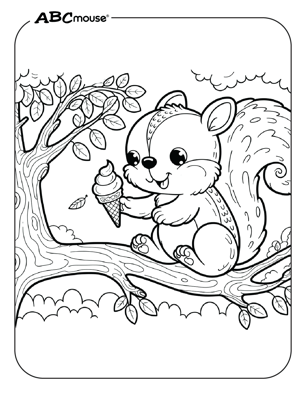 Free printable chipmunk with ice cream cone coloring page from ABCmouse.com. 