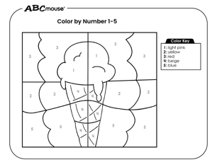 Free printable color by number ice cream cone coloring page from ABCmouse.com. 