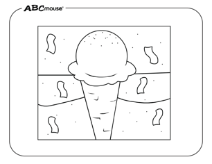 Free printable simple fun ice cream cone coloring page from ABCmouse.com. 