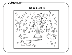 Free printable dot-dot ice cream cone coloring page from ABCmouse.com. 