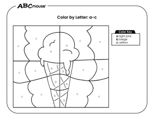 Free printable color by letter ice cream cone coloring page from ABCmouse.com. 