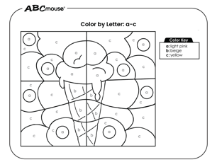 Free printable color by letter ice cream cone coloring page from ABCmouse.com. 