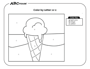 Free printable color by letter ice cream cone coloring page from ABCmouse.com. 