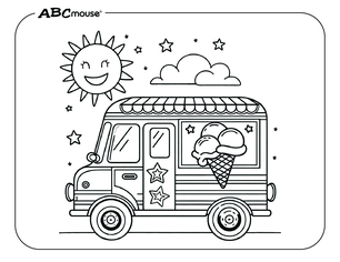 Free printable Ice Cream Truck Coloring Page from ABCmouse.com. 