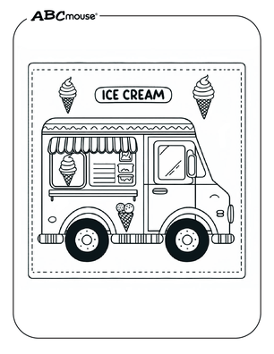 Free printable Ice Cream Truck Coloring Page from ABCmouse.com. 