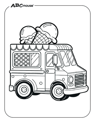 Free printable Ice Cream Truck Coloring Page from ABCmouse.com. 