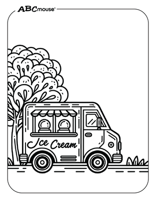 Free printable Ice Cream Truck Coloring Page from ABCmouse.com. 