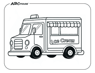 Free printable Ice Cream Truck Coloring Page from ABCmouse.com. 