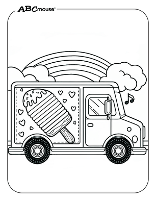 Free printable Ice Cream Truck Coloring Page from ABCmouse.com. 