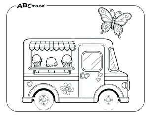 Free printable Ice Cream Truck Coloring Page from ABCmouse.com. 