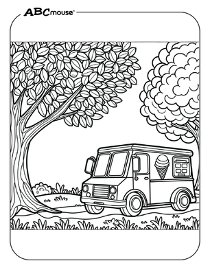 Free printable Ice Cream Truck Coloring Page from ABCmouse.com. 