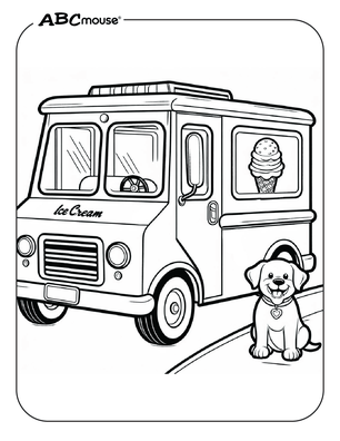 Free printable Ice Cream Truck Coloring Page from ABCmouse.com. 