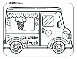 Free printable Ice Cream Truck Coloring Page from ABCmouse.com. 