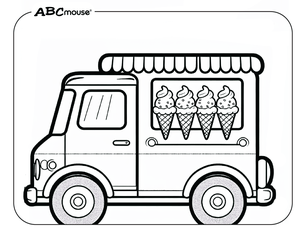 Free printable Ice Cream Truck Coloring Page from ABCmouse.com. 