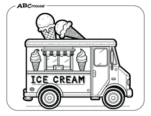 Free printable Ice Cream Truck Coloring Page from ABCmouse.com. 